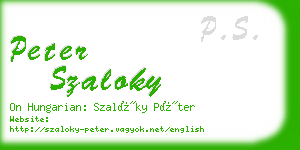 peter szaloky business card